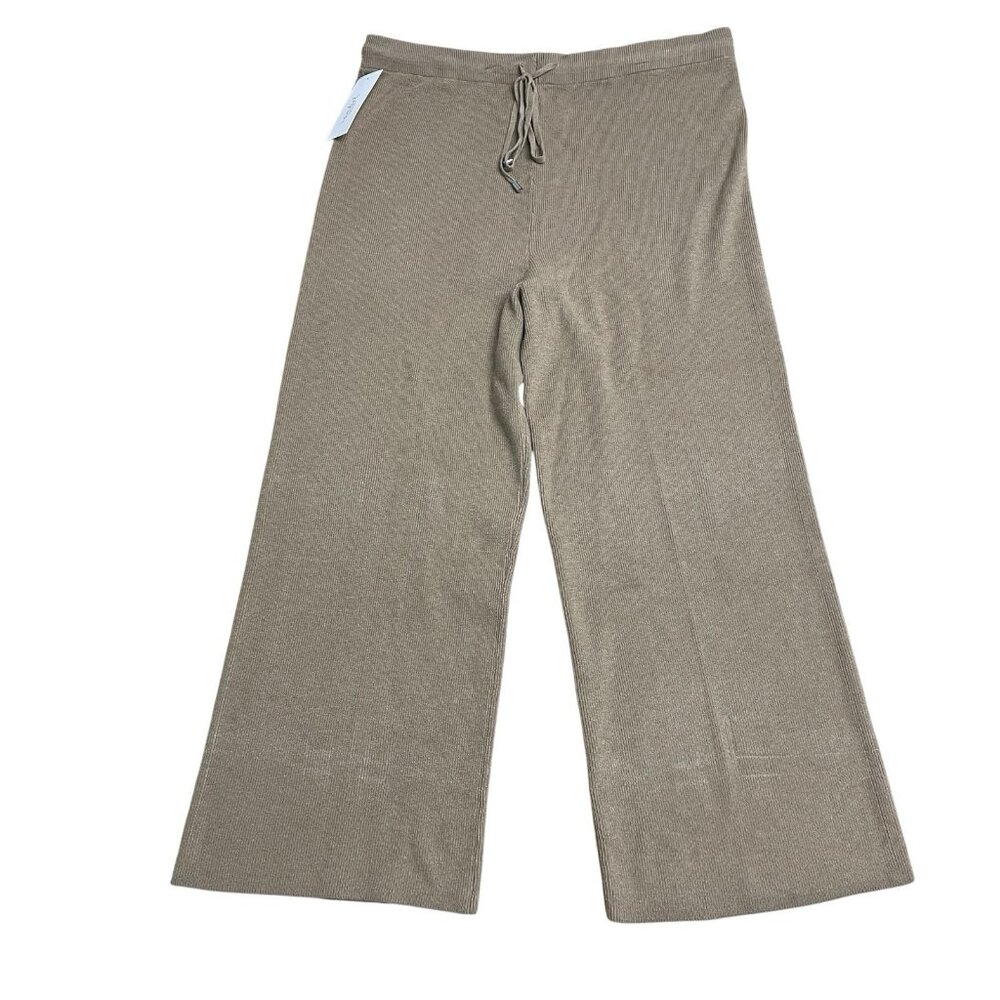 ISABEL MATERNITY PANTS OVER BELLY WIDE LEG SIZE XL STRETCH TAN NEUTRAL NWT